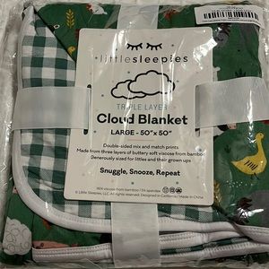 Little Sleepies Green Farm Cloud Blanket - NIP